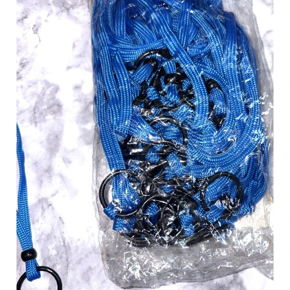 50pcs Lanyards for ID Badges and Keys -  BLUE w/ Key Ring and top Breakaway